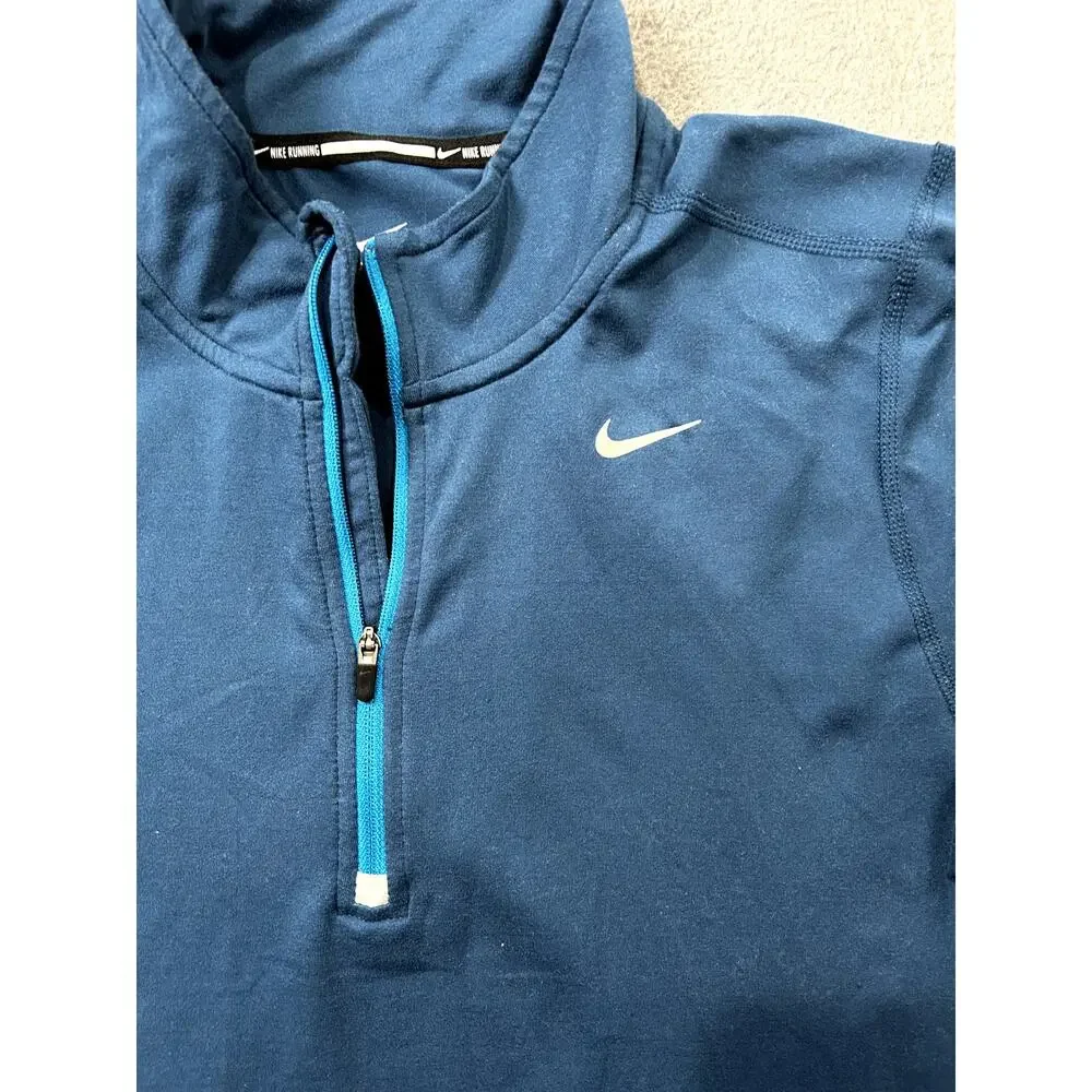 Nike Dri-Fit Quarter Zip Long Sleeve Mock Neck Blue‎ Men's Size Small